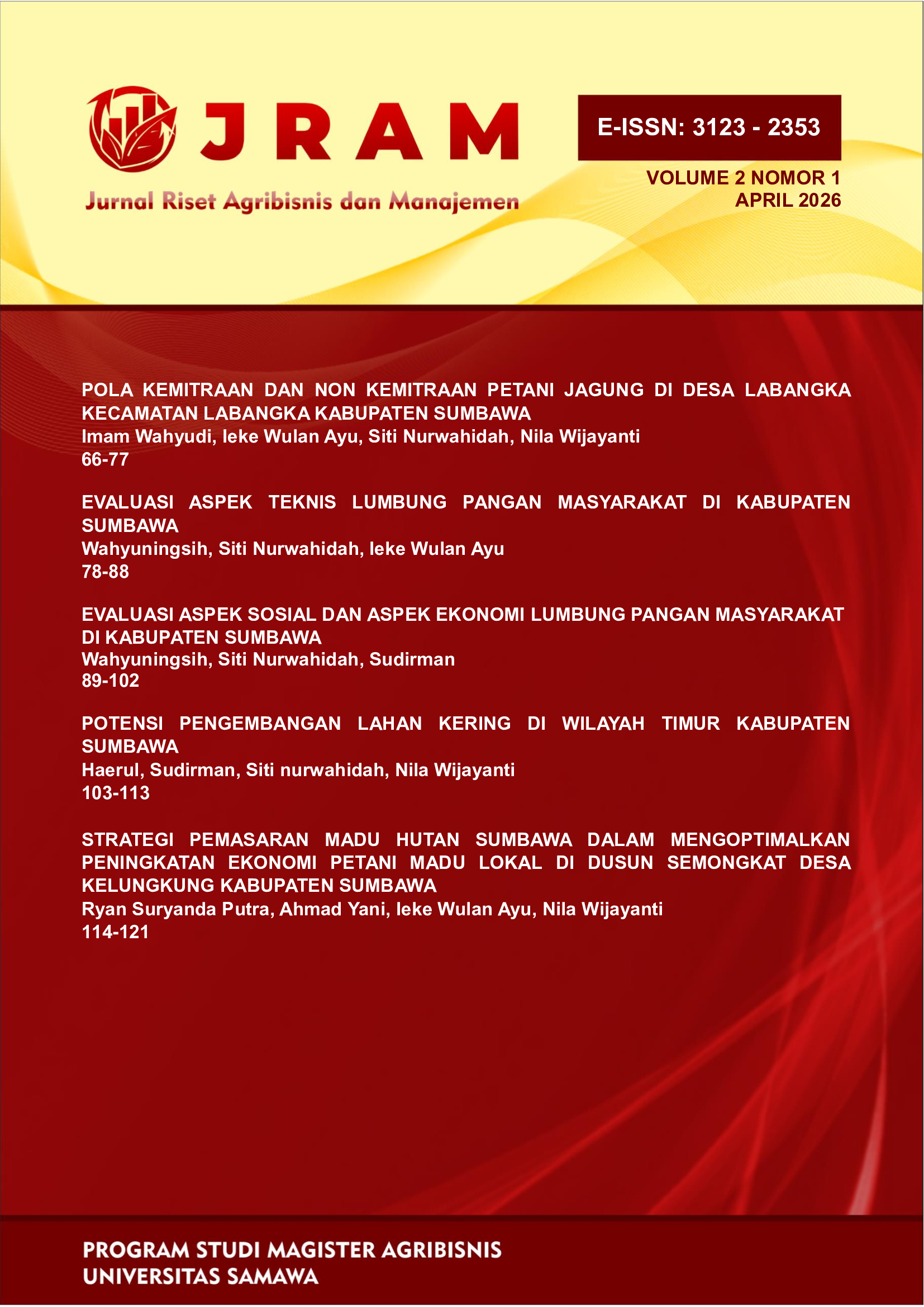 					View Vol. 2 No. 1 (2026): Jurnal Riset Agribisnis dan Manajemen 
				